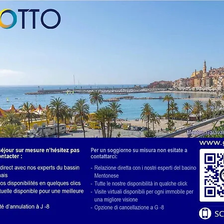 Vaste 2P Climatise Avec Terrasses, Garage Et Wifi A Menton - Fr-1-196-352 アパート